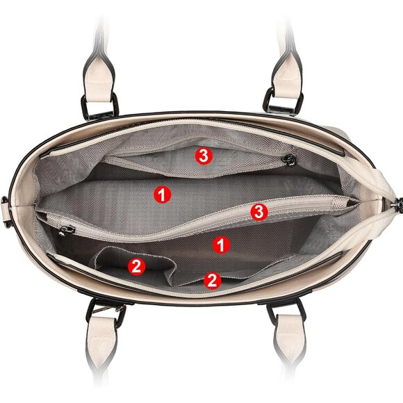 PU Leather Weave Beige Shoulder Bag for Women Elegant Top Handle Designer Purse - Picture 4 of 7